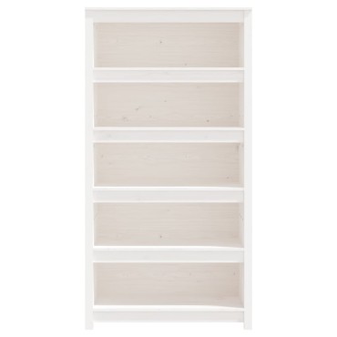 vidaXL Βιβλιοθήκη Λευκή 80x35x154cm από Μασίφ Ξύλο Πεύκου 1 τεμ.