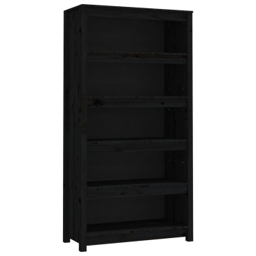 vidaXL Βιβλιοθήκη Μαύρη 80x35x154cm από Μασίφ Ξύλο Πεύκου 1 τεμ.