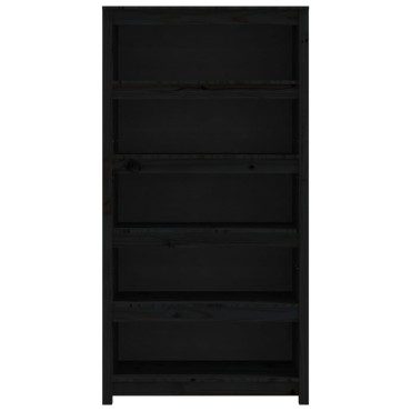 vidaXL Βιβλιοθήκη Μαύρη 80x35x154cm από Μασίφ Ξύλο Πεύκου 1 τεμ.