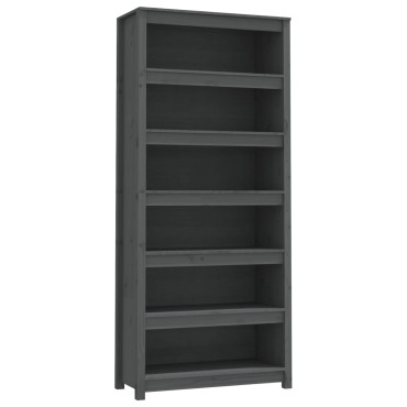 vidaXL Βιβλιοθήκη Γκρι 80x35x183cm από Μασίφ Ξύλο Πεύκου 1 τεμ.