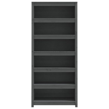 vidaXL Βιβλιοθήκη Γκρι 80x35x183cm από Μασίφ Ξύλο Πεύκου 1 τεμ.