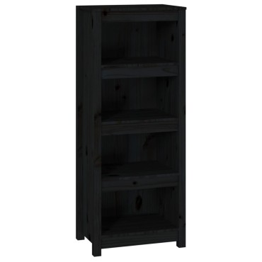 vidaXL Βιβλιοθήκη Μαύρη 50x35x125,5cm από Μασίφ Ξύλο Πεύκου 1 τεμ.