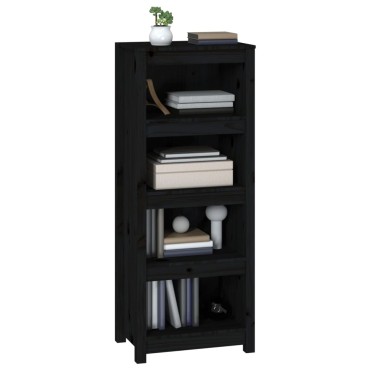vidaXL Βιβλιοθήκη Μαύρη 50x35x125,5cm από Μασίφ Ξύλο Πεύκου 1 τεμ.