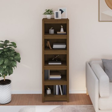 vidaXL Βιβλιοθήκη Μελί 50x35x154cm από Μασίφ Ξύλο Πεύκου 1 τεμ.
