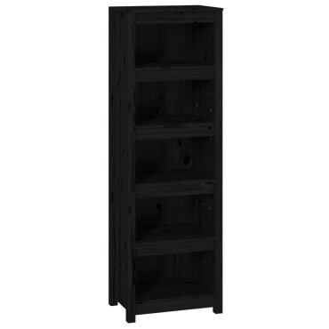 vidaXL Βιβλιοθήκη Μαύρη 50x35x154cm από Μασίφ Ξύλο Πεύκου 1 τεμ.