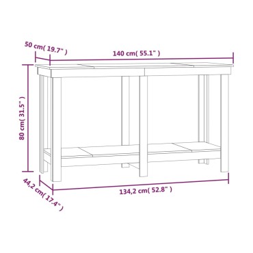 vidaXL Πάγκος Εργασίας 140x50x80 εκ. από Μασίφ Ξύλο Πεύκου