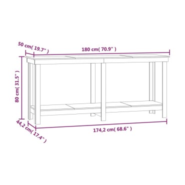 vidaXL Πάγκος Εργασίας 180x50x80 εκ. από Μασίφ Ξύλο Πεύκου