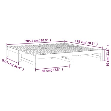 vidaXL Καναπές Κρεβάτι Συρόμενος Γκρι 2x(90x200) εκ. Μασίφ Ξύλο Πεύκου