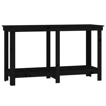vidaXL Πάγκος Εργασίας Μαύρος 140x50x80 εκ. από Μασίφ Ξύλο Πεύκου