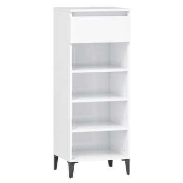 vidaXL Παπουτσοθήκη Γυαλιστερή Λευκή 40x36x105cm Επεξεργασμένο Ξύλο