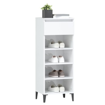 vidaXL Παπουτσοθήκη Γυαλιστερή Λευκή 40x36x105cm Επεξεργασμένο Ξύλο