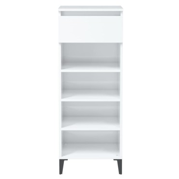 vidaXL Παπουτσοθήκη Γυαλιστερή Λευκή 40x36x105cm Επεξεργασμένο Ξύλο