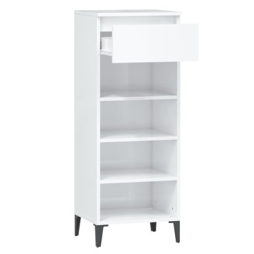 vidaXL Παπουτσοθήκη Γυαλιστερή Λευκή 40x36x105cm Επεξεργασμένο Ξύλο