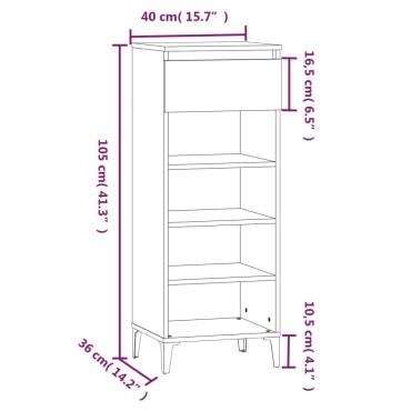 vidaXL Παπουτσοθήκη Sonoma Δρυς 40x36x105cm Επεξεργασμένο Ξύλο