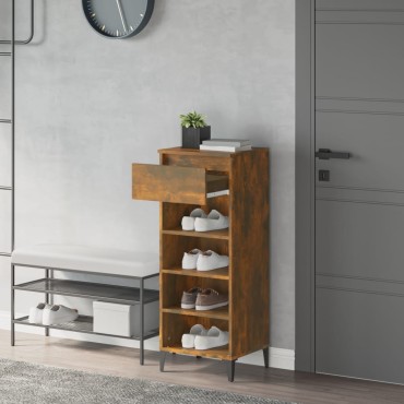 vidaXL Παπουτσοθήκη Καπνιστή Δρυς 40x36x105cm Επεξεργασμένο Ξύλο