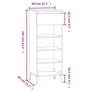 vidaXL Παπουτσοθήκη Καφέ Δρυς 40x36x105cm από Επεξεργασμένο Ξύλο