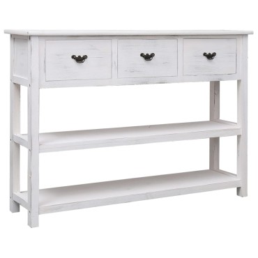 vidaXL Μπουφές Αντικέ Λευκός 108x30x76cm Μασίφ Ξύλο Παυλώνιας 1 τεμ.