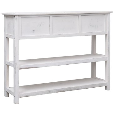 vidaXL Μπουφές Αντικέ Λευκός 108x30x76cm Μασίφ Ξύλο Παυλώνιας 1 τεμ.
