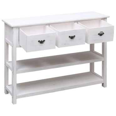vidaXL Μπουφές Αντικέ Λευκός 108x30x76cm Μασίφ Ξύλο Παυλώνιας 1 τεμ.
