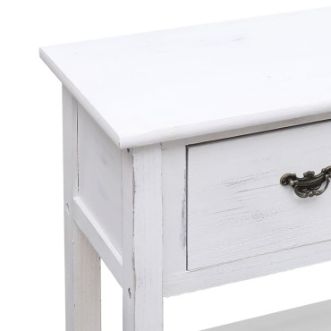 vidaXL Μπουφές Αντικέ Λευκός 108x30x76cm Μασίφ Ξύλο Παυλώνιας 1 τεμ.