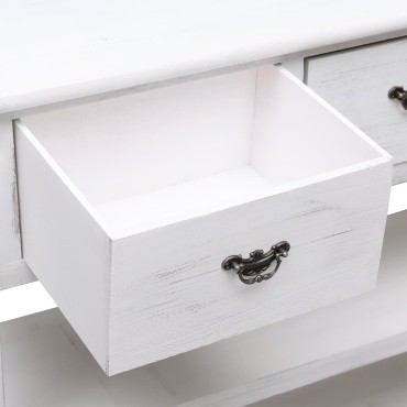vidaXL Μπουφές Αντικέ Λευκός 108x30x76cm Μασίφ Ξύλο Παυλώνιας 1 τεμ.