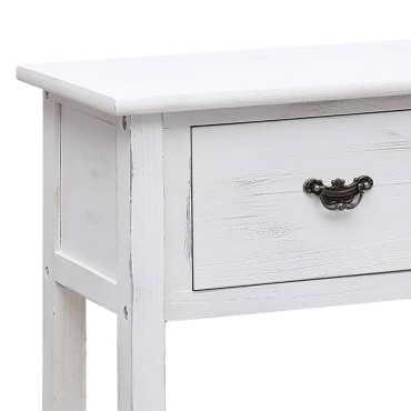 vidaXL Μπουφές Αντικέ Λευκός 108x30x76cm Μασίφ Ξύλο Παυλώνιας 1 τεμ.