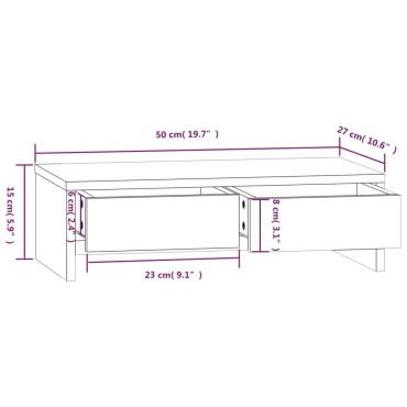 vidaXL Βάση Οθόνης Λευκή 50 x 27 x 15 εκ. από Μασίφ Ξύλο Πεύκου