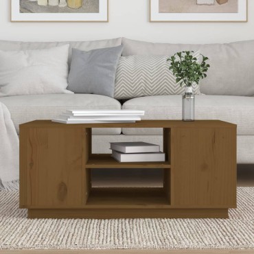 vidaXL Τραπεζάκι Σαλονιού Καφέ Μελί 90x49x40,5cm Μασίφ Ξύλο Πεύκου 1 τεμ.