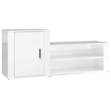 vidaXL Παπουτσοθήκη Γυαλιστερό Λευκό 130x35x54cm Επεξεργασμένο Ξύλο