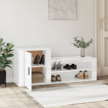 vidaXL Παπουτσοθήκη Γυαλιστερό Λευκό 130x35x54cm Επεξεργασμένο Ξύλο