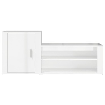 vidaXL Παπουτσοθήκη Γυαλιστερό Λευκό 130x35x54cm Επεξεργασμένο Ξύλο