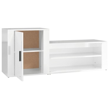 vidaXL Παπουτσοθήκη Γυαλιστερό Λευκό 130x35x54cm Επεξεργασμένο Ξύλο