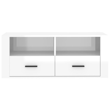 vidaXL Έπιπλο Τηλεόρασης Γυαλ. Λευκό 100x35x40cm Επεξεργασμένο Ξύλο