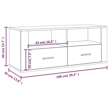 vidaXL Έπιπλο Τηλεόρασης Γυαλ. Λευκό 100x35x40cm Επεξεργασμένο Ξύλο
