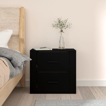 vidaXL Κομοδίνο Επιτοίχιο Μαύρα 50x36 x47cm 1 τεμ.