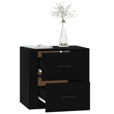 vidaXL Κομοδίνο Επιτοίχιο Μαύρα 50x36 x47cm 1 τεμ.
