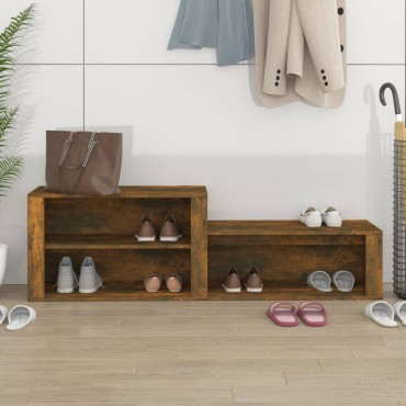 vidaXL Παπουτσοθήκη Καπνιστή Δρυς 150x35x45cm από Επεξεργασμένο Ξύλο