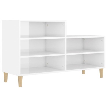 vidaXL Παπουτσοθήκη Γυαλιστερό Λευκό 102x36x60cm Επεξεργασμένο Ξύλο