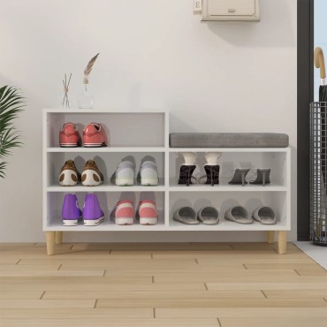 vidaXL Παπουτσοθήκη Γυαλιστερό Λευκό 102x36x60cm Επεξεργασμένο Ξύλο