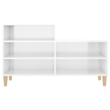 vidaXL Παπουτσοθήκη Γυαλιστερό Λευκό 102x36x60cm Επεξεργασμένο Ξύλο