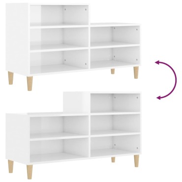 vidaXL Παπουτσοθήκη Γυαλιστερό Λευκό 102x36x60cm Επεξεργασμένο Ξύλο