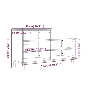 vidaXL Παπουτσοθήκη Γυαλιστερό Λευκό 102x36x60cm Επεξεργασμένο Ξύλο