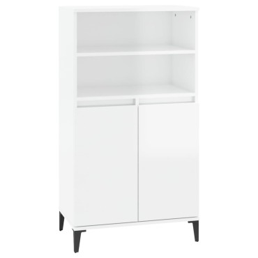 vidaXL Ντουλάπι Γυαλ. Λευκό 60x36x110cm από Επεξεργασμένο Ξύλο 1 τεμ.