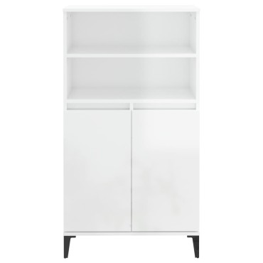 vidaXL Ντουλάπι Γυαλ. Λευκό 60x36x110cm από Επεξεργασμένο Ξύλο 1 τεμ.