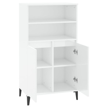 vidaXL Ντουλάπι Γυαλ. Λευκό 60x36x110cm από Επεξεργασμένο Ξύλο 1 τεμ.