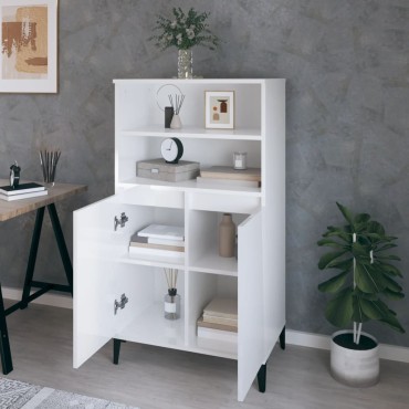 vidaXL Ντουλάπι Γυαλ. Λευκό 60x36x110cm από Επεξεργασμένο Ξύλο 1 τεμ.