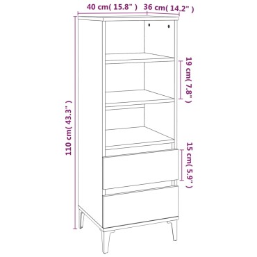 vidaXL Ντουλάπι Γκρι Sonoma 40x36x110cm από Επεξεργασμένο Ξύλο 1 τεμ.