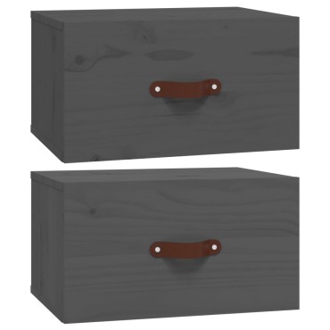 vidaXL Κομοδίνα Επιτοίχια 2 τεμ. Γκρι 40x29,5x22cm