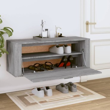 vidaXL Παπουτσοθήκη Επιτοίχια Sonoma Γκρι 100x35x38cm Επεξ. Ξύλο