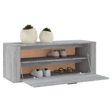 vidaXL Παπουτσοθήκη Επιτοίχια Sonoma Γκρι 100x35x38cm Επεξ. Ξύλο